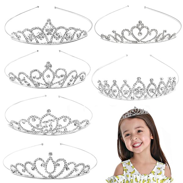 6 Pack Crystal Tiara Crown,Rhinestone Princess Crown,Silver Crystal Tiara for Girls,Women,Weddings,Parties,Prom Headdresses