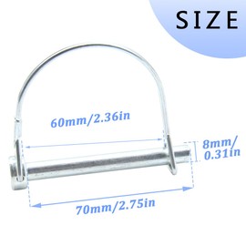 Hocansen 5 PCS D-Shape Safety Cotter Pin Lock, 8mm x 70mm, Silver, Galvanized Steel, Farm, Tractors, Trailers
