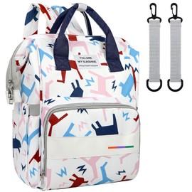 LEcylankEr Changing Backpack Large Capacity Changing Bag Backpack Oxford Fabric Baby Bag with Insulated Bag Baby Travel Bag for On the Go, White - multi-coloured, L