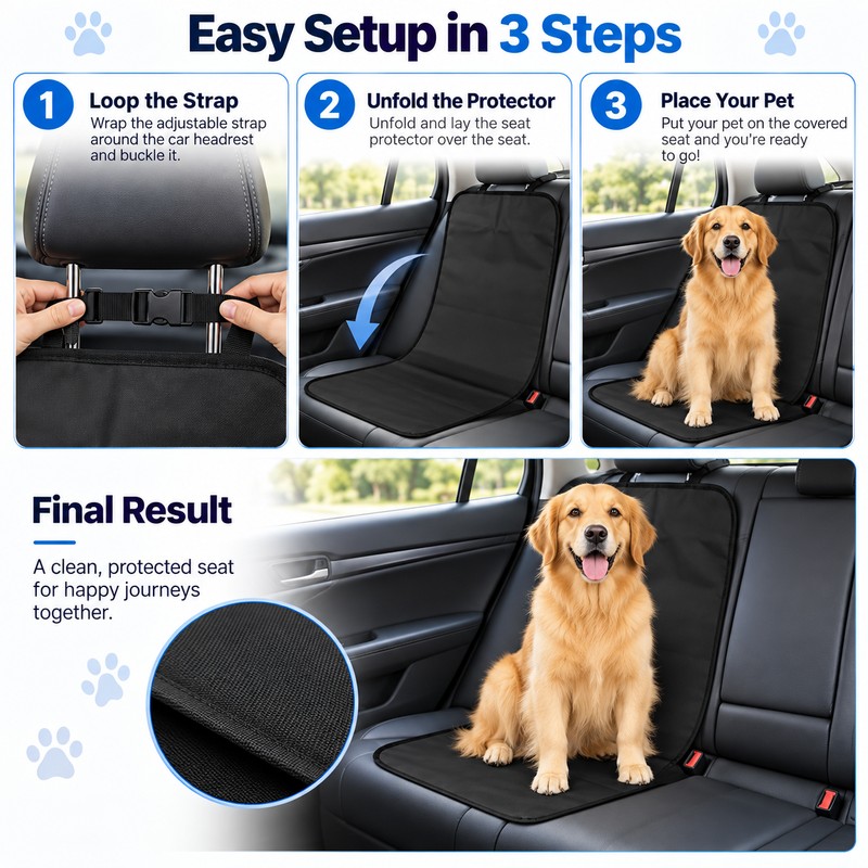 Foldable Pet Car Seat for Dog & Cat Travel –
