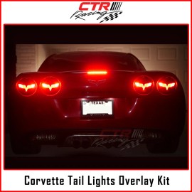 CTR Racing C6 Corvette Tail Lights Carbon Fiber Decal Overlay Vette Logo Emblem - 2005-2013