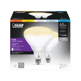 Feit Electric BR40 LED Light Bulb, 65W Equivalent, Dimmable, Color Selectable 6-Way, E26 Medium Base, 90 CRI, 850 Lumens, 22-Year Lifetime, BR40DM/6WYCA/2, 2 Pack