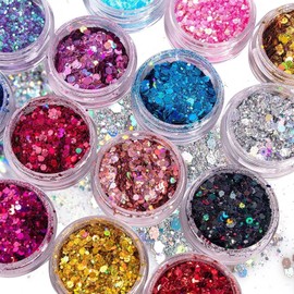 Gel de Purpurina para Cuerpo y Rostro - 12 Colores Brillantes con Lentejuelas, Maquillaje en Gel para Labios, Cabello, Ojos y Festivales Decoración Corporal Sirena, Seguro y Fácil de Usar(Multicolor)