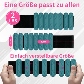 KOOOGEAR Adjustable Weight Cuffs, Set of 2, Ankle and Wrist Weights for Fitness, Pilates, Yoga, Aerobics and Jogging (0.5 kg / 1 kg each) (Dark Green, 1 kg (2 x 0.5 kg))
