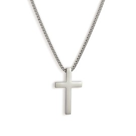 Agriajun Simple Silver Cross Necklace for Women, Chunky White Gold Stainless Steel Box Chain Cross Pendant Dangle Layered Choker Necklaces Jewelry Gift