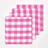 HOMESCAPES Set of 4 Pink Gingham Napkins Block Check Pattern