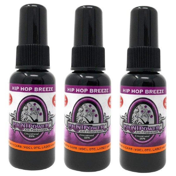 3 Pack BluntPower 1 Ounce Bottle Air Freshener Oil Based Concentrate and Oil for Burner - Hip Hop Breeze