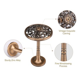 Lewondr Curtain Holdbacks, Set of 2 Wall Mounted Draperies Hooks Antique Engraved Floral Plate Vintage Retro Decorative Metal Hangers for Home Living Room Bathroom Closet - Copper