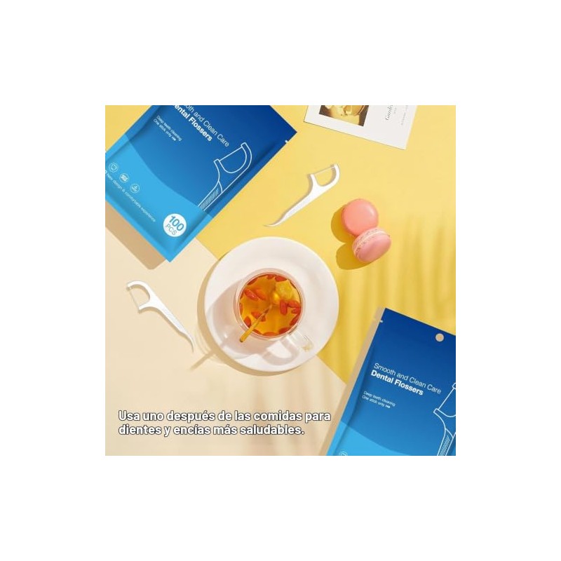 Hilo Dental con Mango, Palillos de Hilo Dental para Limpieza