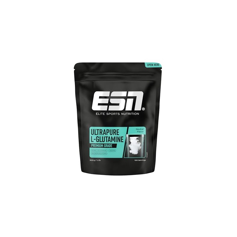 ESN Ultrapure L-Glutamine Premium Grade, Neutral, 500 g, 100 Servings