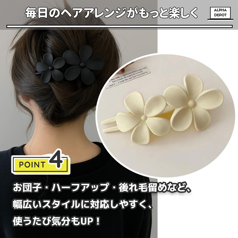 Alpha Depot Flower Shape Hair Clips, Set of 3, Korean