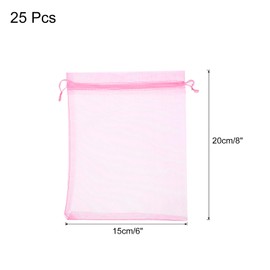 sourcing map 25pcs Organza Bags 15x20cm Drawstring Favor Pouches Sheer Mesh Bag for Gift Jewelry Wedding Party Christmas Candy Dark Pink