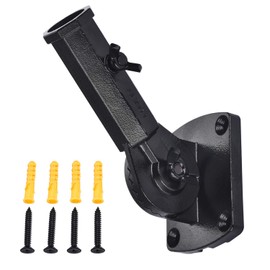 LOMETY Stainless Steel Flag Pole Holder Heavy Duty Multi-Position Flag Pole Bracket Multi-Angle Adjustment Wall mounting Bracket for 1 inch Flag Pole(Silver) (Black)