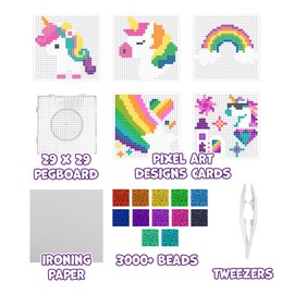 Splat Planet Unicorn Pixel Art Melty Bead kit Fuse Beads for Kids Craft Art kit (Unicorn)