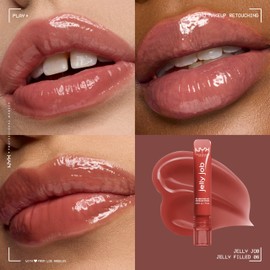 NYX PROFESSIONAL MAKEUP Jelly Job Lip Gloss, Lip Tint Gloss with Full-Bodied, Smoothing, and Hyper-Glossy Shine - Jelly Filled (Spice Brown)