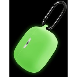 Geiomoo Silicone Case for JBL Tune 130NC TWS, Soft Flexible Scratch Resistant Protective Cover with Carabiner (Luminous Green)