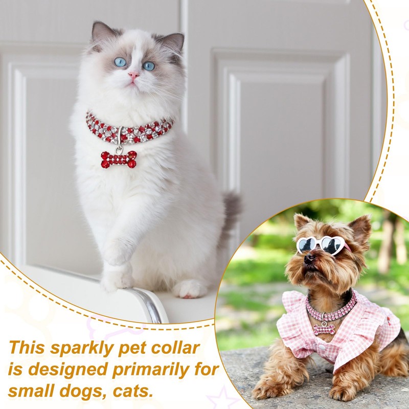 PETAXCELL Rhinestone Cat Collar, Bling Dog Basic Collars Adjustable Sparkling