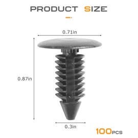 SCUARI 100PCS Automotive Plastic Fasteners,Bumper Retainer Clips,Car Accessories 7mm Hole Retainer Auto Body Clips,Plastic Rivets for Cars,Nylon Bumper Fastener Rivet Clips,Suitable for Most Cars