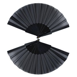 HuaCommerce 2 Pcs Vintage Black Folding Hand Fan Set - 9" Plastic Hand Fans for Weddings,Parties & Dance,Summer Festival Essential
