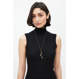 PEARLADA Statement Long Pendant Necklace for Women, Boho 18k Gold Twisted Wavy Bar Necklace, Irregular Geometric Jewelry Trendy