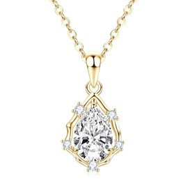 AOKSUNS Pendant Necklace for Women, 5A Cubic Zirconia Solitaire Necklace for Women, CZ Vintage Teardrop Pendant 18"+2" Adjustable Chain, Trendy Jewelry Gift Birthday Anniversary Valentines, Gold