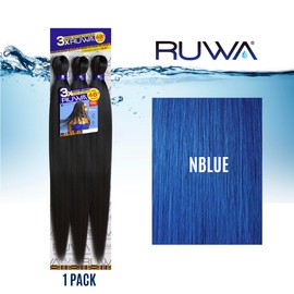 Sensationnel Ruwa prestretched braiding hair - 3x 48 inch water repellent kanekalon fast dry synthetic sports itch free (1 pack, NBLUE)