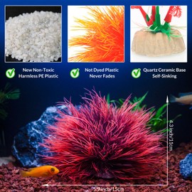 TAOMYPETS Fish Tank Decorations Aquarium Plants Plastic Artificial Décor (Black Red)