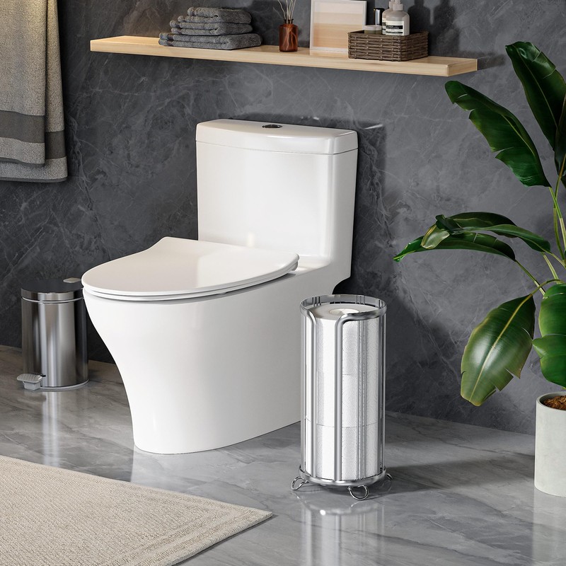 Toilet Paper Holder Stand, Freestanding Bathroom Tissue Organizer, Minimalistic Storage