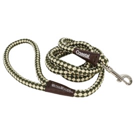 Water & Woods Braided Rope Snap Dog Leash by Coastal Pet - Durable Leash for Dog - Comfortable Pet Leash - Classic Swivel Snap for Tangle-Free Walks - Green & White, 1/2" x 6'