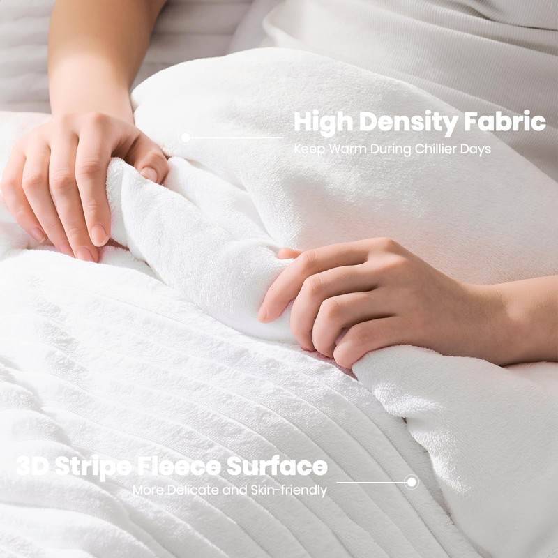 Quataly White Queen Comforter Set (3-Piece) – Cloud-Like Fleece Comforter
