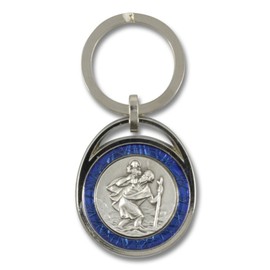 MaMeMi Saint Christopher Keyring with Blue Trim, blue