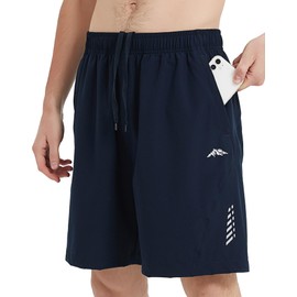 AlpinePulse Men's Shorts with Zip Pocket, Quick-Drying Sports Trousers, Men's Short Lightweight Shorts, Men's Robust Running Trousers, blue