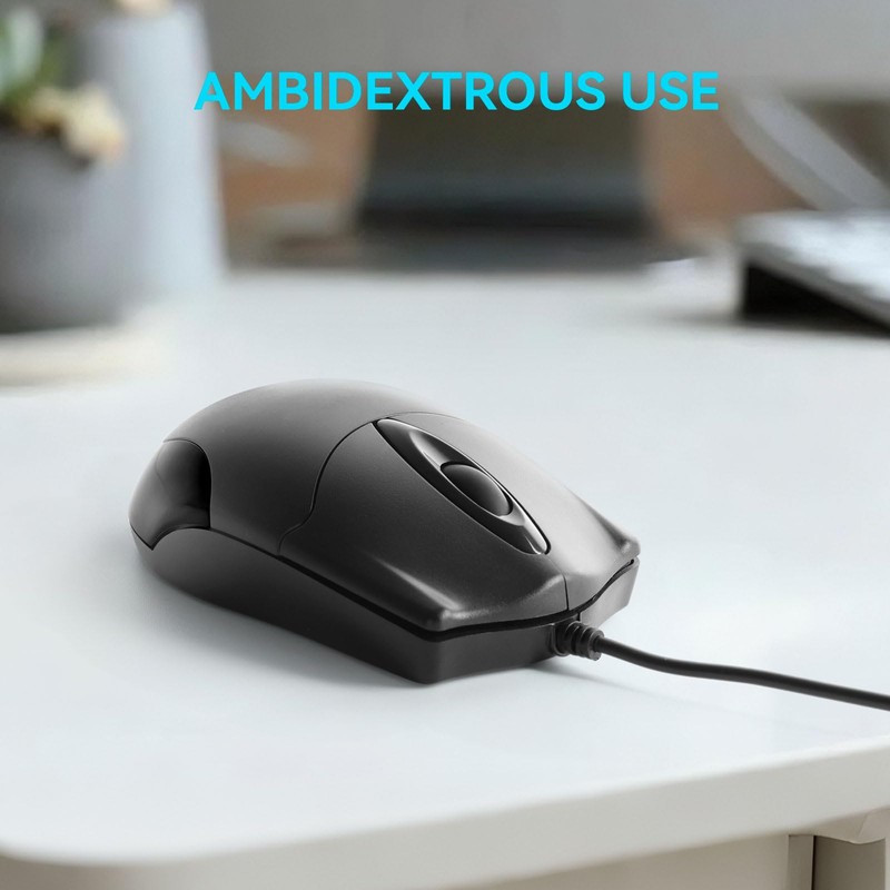 ONE-UP Wired Office Mouse, USB Interface, Ergonomic Design, 3-Button Optical