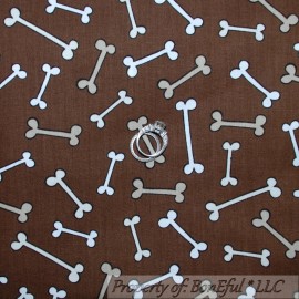 Unbranded BonEful FABRIC FQ Cotton Quilt VTG Brown Gray White Comic DOG PUPPY Rawhide Bone