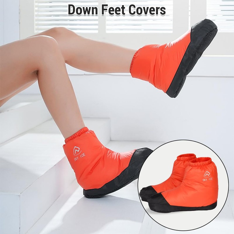 HUIOP Waterproof Down Slipper Boots Lightweight Down Socks Stuffed Booties