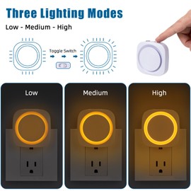 Amber Night Lights Plug into Wall, 4 Packs Dimmable Night Light with Dust to Dawn Sensor, Automatically Turn on and Off, Gentle Glow Nightlight for Bathroom,Bedroom,Stairs,Kitchen,Hallway, Amber