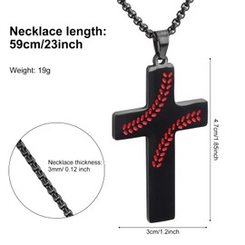 Mikovivi Baseball Cross Necklace, Stainless Steel Cross Pendant Chain Baseball Sports Necklace Jewelry Inspirational Bible Verse Quote Religious Gift for Men Women