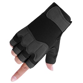 [ホワイトファング] グローブ ハーフフィンガー カモフラ オートバイ アウトドア スポーツ メンズ レディース NT363(ブラック)