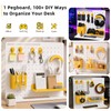 HOHOLEU Metal Desk Pegboard Organizer, No Drill Modular Storage Kit