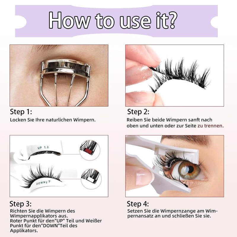 Magnetic Eyelashes Natural Look, Magnetic Lashes with Applicator, 2 Pair