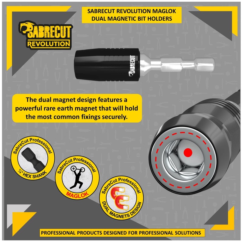 2 Piece SabreCut SCIMSH1458_1 60mm Professional Magnetic Impact Bit Holder