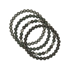 Rafaela Donata Women's Bracelet Set of 4 Pearl Bracelet Round Shell Pearl 6 mm Green Dark Green Brown Beads Set, Nylon