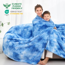 Fleece Throw Blanket Cozy Soft Lightweight Throw Blankets Warm Plush Blue fall blankets and throws Couch Sofa Bed Camping Travel Picnic Outdoor Blanket Bedding Kid Baby Boys Girls Adults 60x80 in