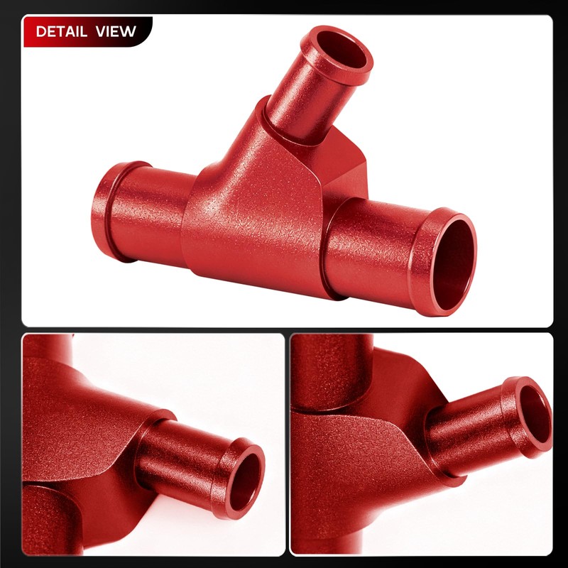 Weldless Aluminum Radiator Coolant Y-Pipe Coolant Hose Connector Pipe for