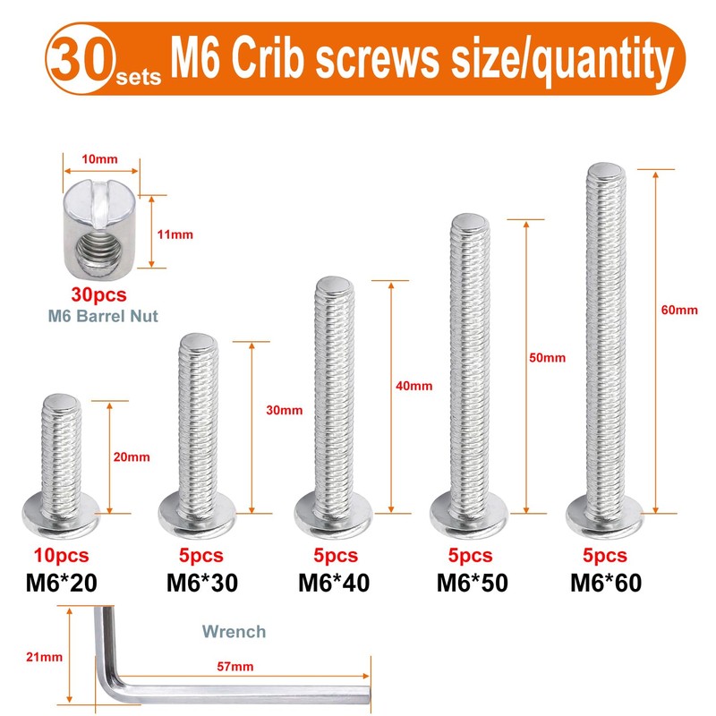 weideer 30sets Crib Screws Hardware Replacement Kit Baby Bed Frame