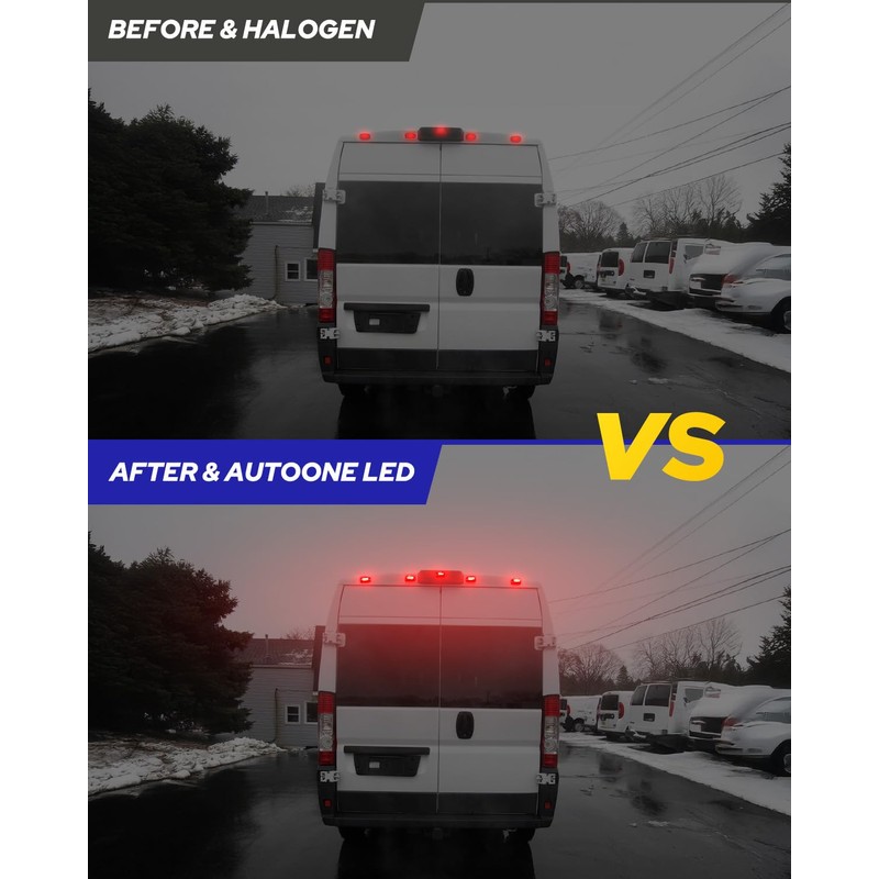 AUTOONE Upgraded Rear Cab Roof LED Marker Lights Kit Red