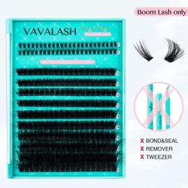 VAVA BEAUTY Boom Kit DIY Clusters, Springtok Bond&Seal, Tweezer, Remover For Girl at Home Makeup Cosmetic -Volume Wispy Dramatic Fluffly Individual Eyelash Extensions:_Boom Max lash only