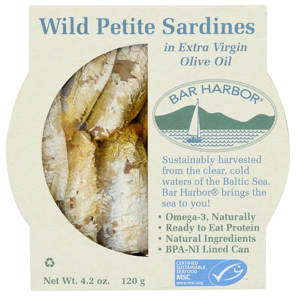 Bar Harbor Wild Petite Sardines Aceite de oliva virgen extra, 4.2 onzas