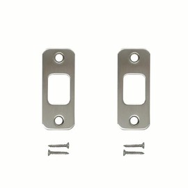 SUMBIN Deadbolt Strike Plate Round Corner 1-1/8" x 2-3/4" with dustbox (Satin Nickel) 2 PCS