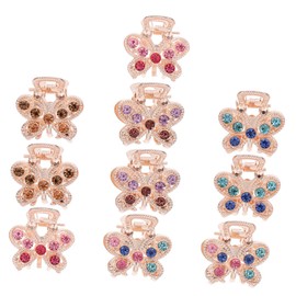 OHPHCALL 10pcs metal hairpin crystal stone ponytail holder Ponytail Barrette hair clip Mini rhinestone for hair Small Hair Claw Clip small claw clip imitation drill Miss dense